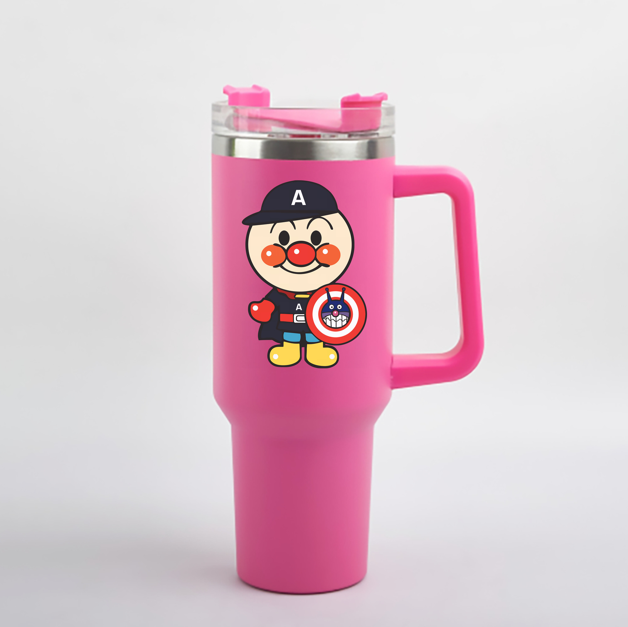 （画像用） アンパンマン Anpanman 1200mL車用タンブラー - クリスタルステッカー（プラスチックストロー付き）